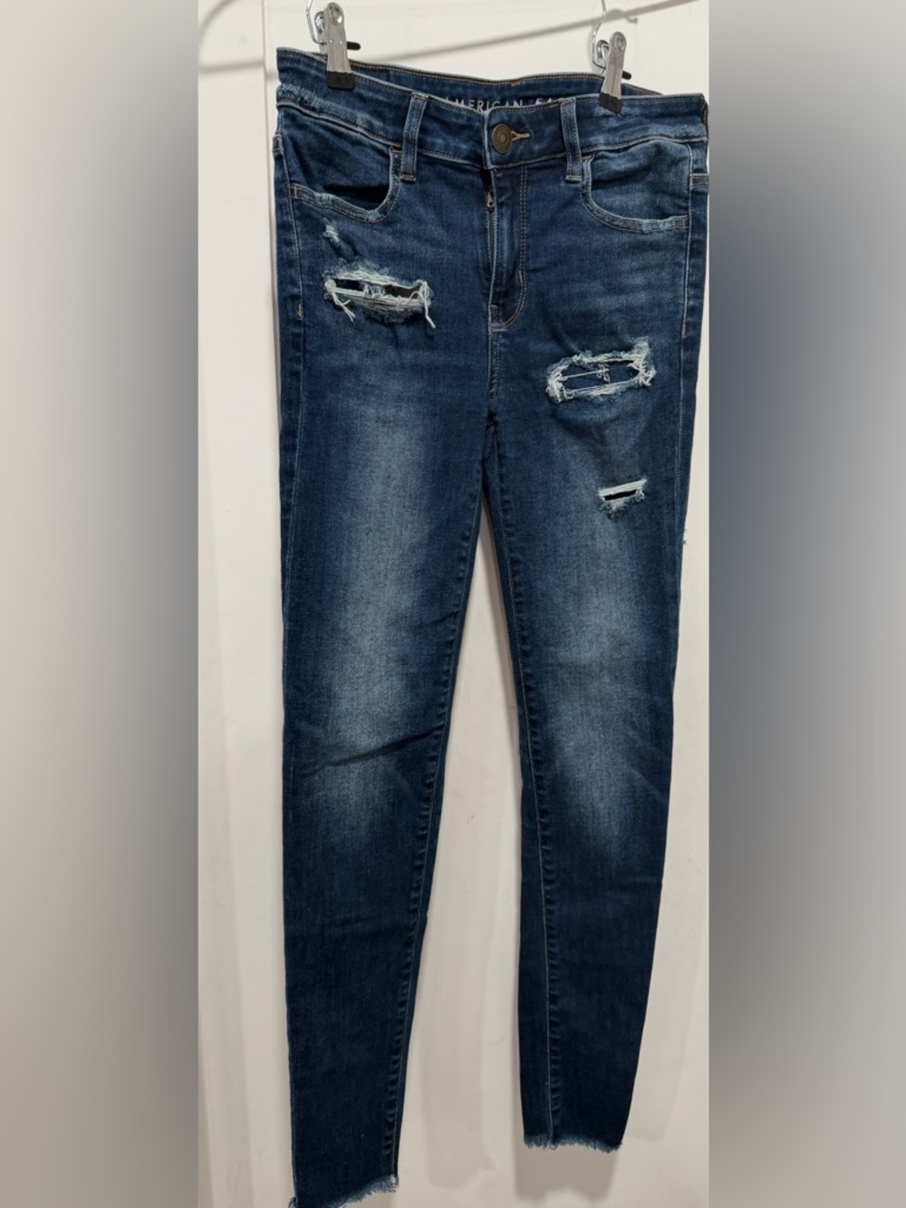 American Eagle Outfitters Dark Blue Distressed Skinny Jeans